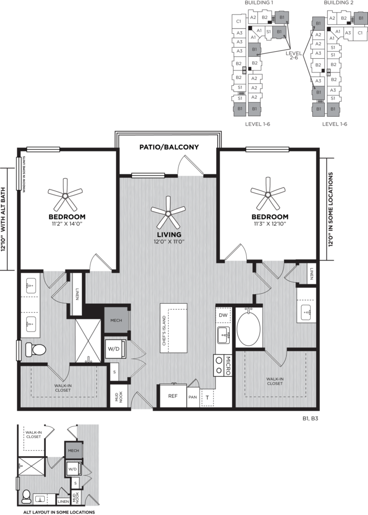 All the Space You Need - two-bedroom luxury apartment floor plan
